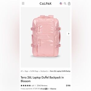 Calpak Terra Pink Laptop Duffel Backpack
